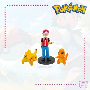 Figura Pokémon Pikachu Charmander y Red Set x3